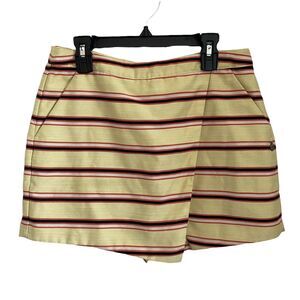 Maison Scotch Size 27 Skort Skirt Wrap Front Striped Yellow Sahara Social